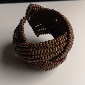 Wooden Bead Cuff Bracelet